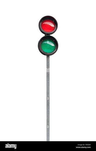 Red/green traffic lights with steel pole